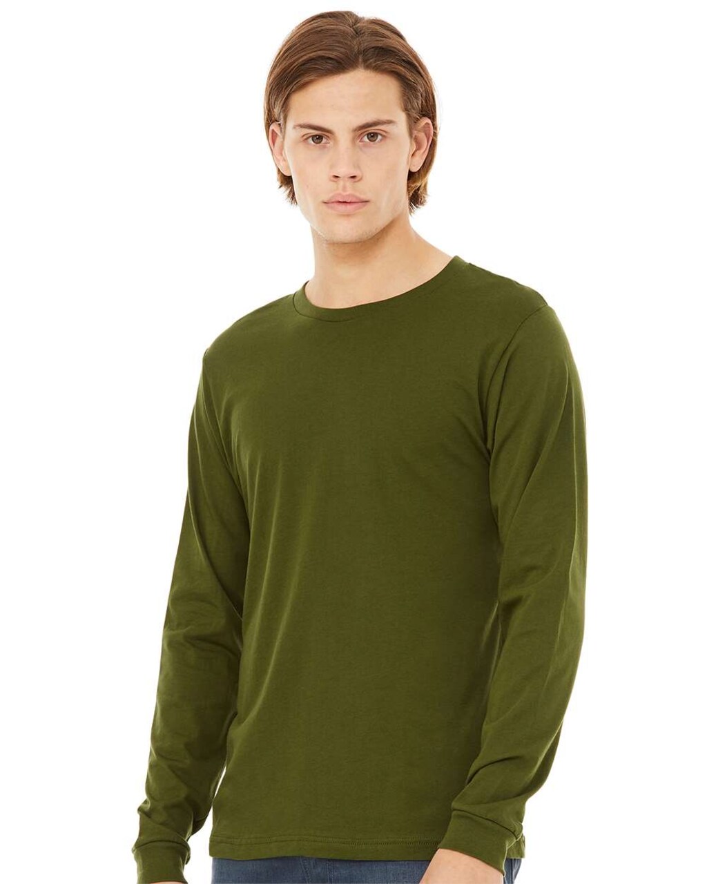 BELLA+CANVAS Long Sleeve Heavy Cotton Jersey Tee for Everyday Wear, Layering & Custom Printing Unisex Crewneck Shirt